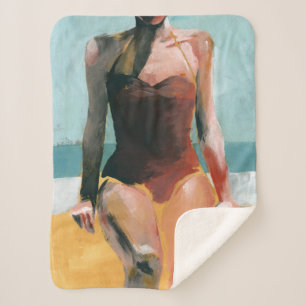Couverture Sherpa Bain vintage - maillot de bain rouge