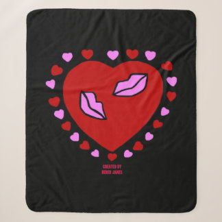 Couverture Sherpa Baisers de coeur agréable Moyen Sherpa Blanket