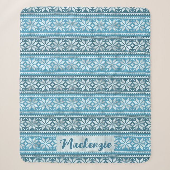 Couverture Sherpa Balayage de Knit Nordic Blue Personnalisé (Devant)