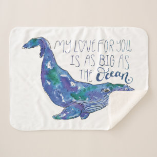 Couverture Sherpa Baleine d'aquarelle - amour aussi grand que