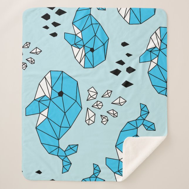 Couverture Sherpa Baleine géométrique : Motif mignon sans couture (Devant)