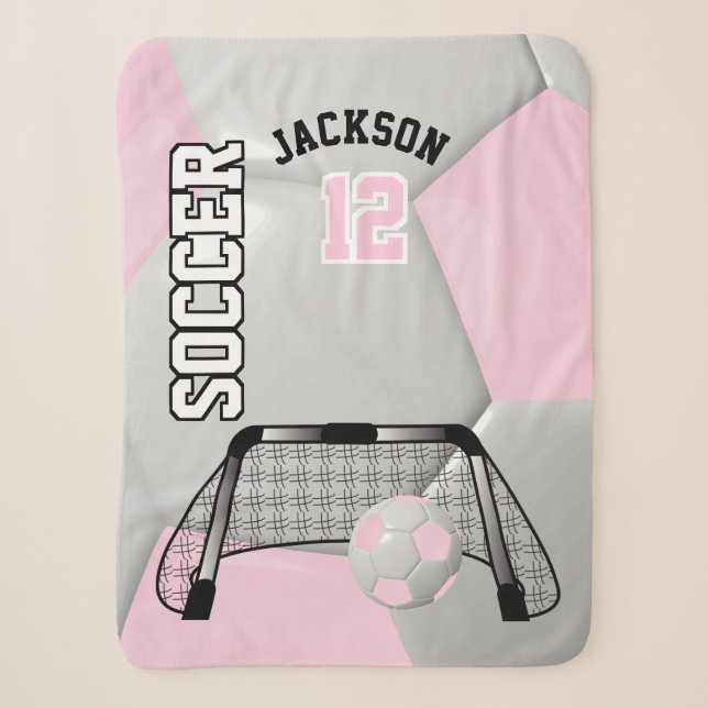 Couverture Sherpa Balle de football rose et blanc avec do-it-yoursel (Devant)