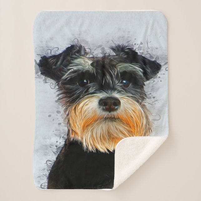 Couverture Sherpa Banc Décor | AMOUREUX DES CHIENS | Cute Schnauzer  (Devant)