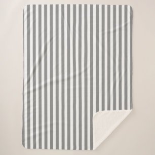Couverture Sherpa Bandes de bonbons grises et blanches