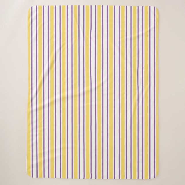 Couverture Sherpa Bandes de bonbons jaunes, violets et blancs (Devant)