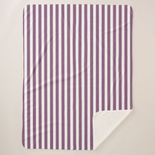 Couverture Sherpa Bandes de bonbons mauves et blanches