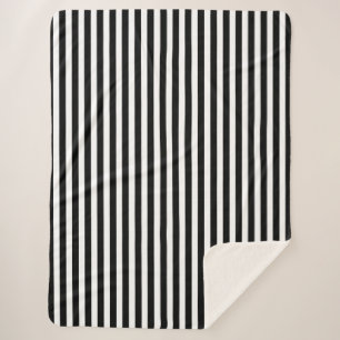 Couverture Sherpa Bandes de bonbons noir et blanc