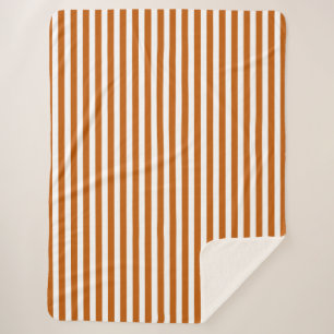 Couverture Sherpa Bandes de bonbons orange et blanc brûlés