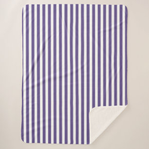 Couverture Sherpa Bandes de bonbons ultra violettes et blanches