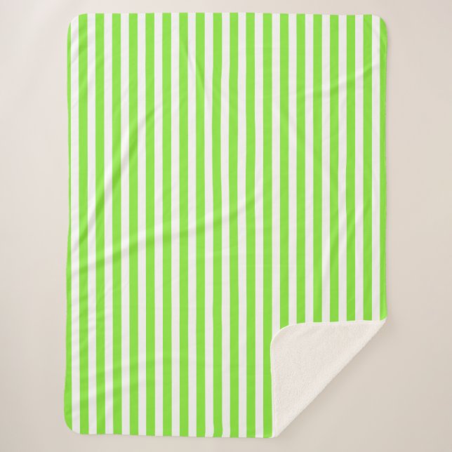 Couverture Sherpa Bandes de bonbons vert et blanc de chaux (Devant)