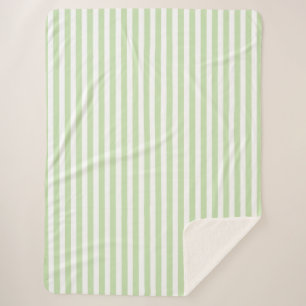 Couverture Sherpa Bandes de bonbons vert pâle et blanc