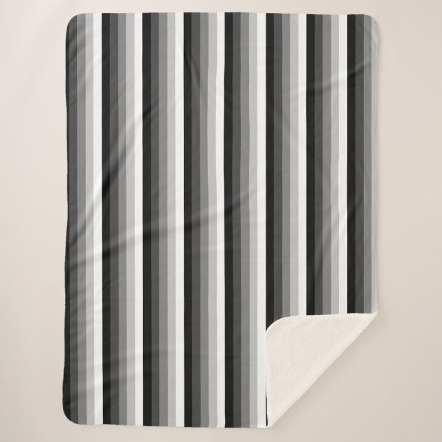 Couverture Sherpa Bandes d'ombre noir et blanc (Devant)