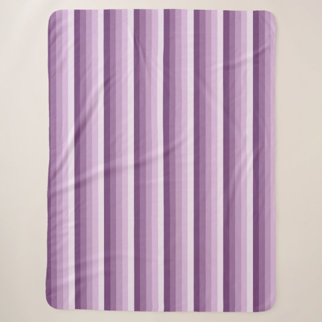 Couverture Sherpa Bandes d'ombre prune violette (Devant)
