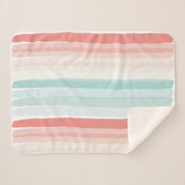 Couverture Sherpa Bandes estivales de corail et de turquoise
