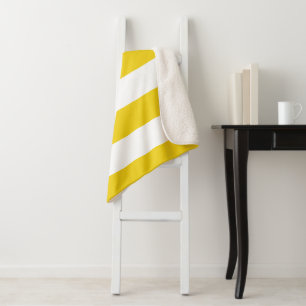 Couverture Sherpa Bandes Jaunes, Blancs, Motif rayé