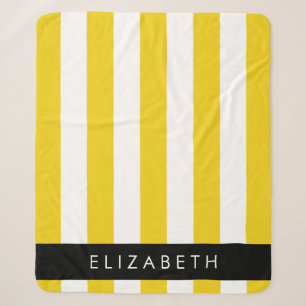 Couverture Sherpa Bandes Jaunes, Motif Gratté, Lignes, Votre Nom