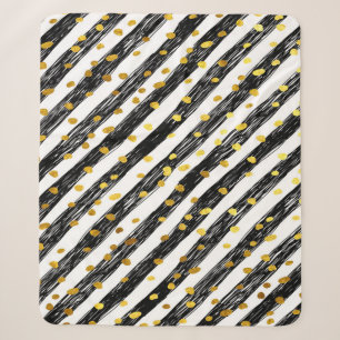 Couverture Sherpa Bandes noires, confettis dorés, motif sans soudure