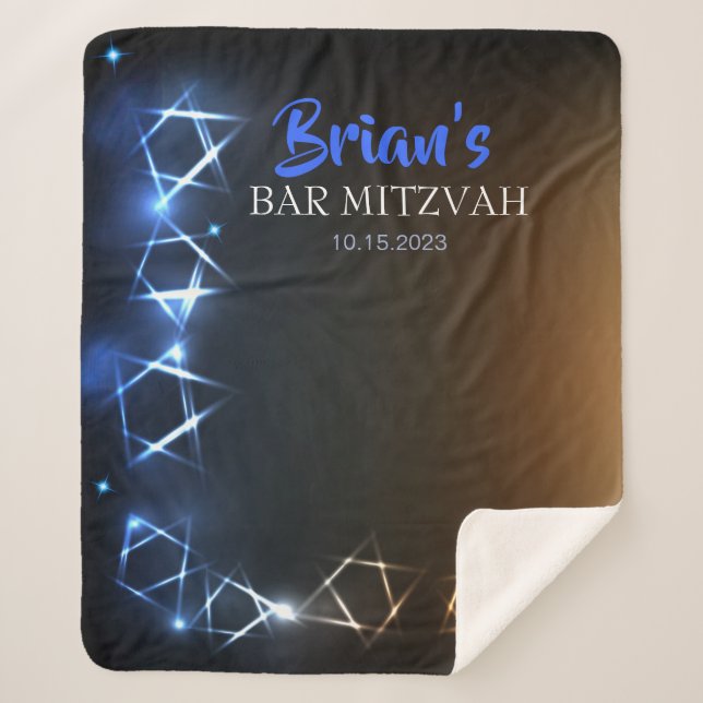Couverture Sherpa Bar Mitzvah Blue Photo Boot Party Backdrop Black (Devant)