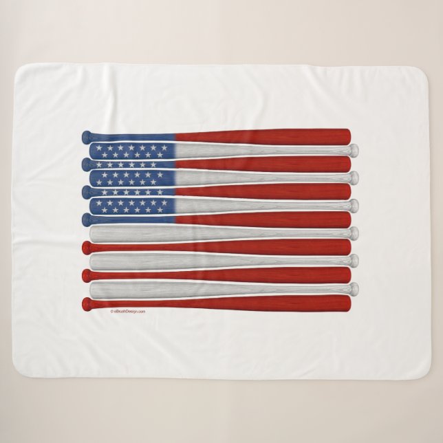Couverture Sherpa Baseball America (USA) Sherpa Blanket (Devant (Horizontal))