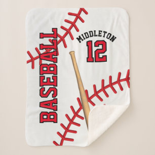 Couverture Sherpa Baseball Sport Ball Design - Rouge