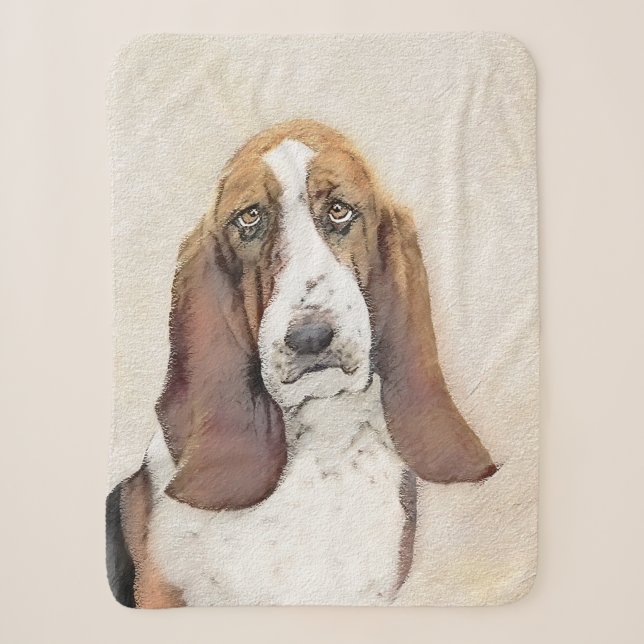 Couverture Sherpa Basset Hound Painting - Cute Original Dog Art (Devant)