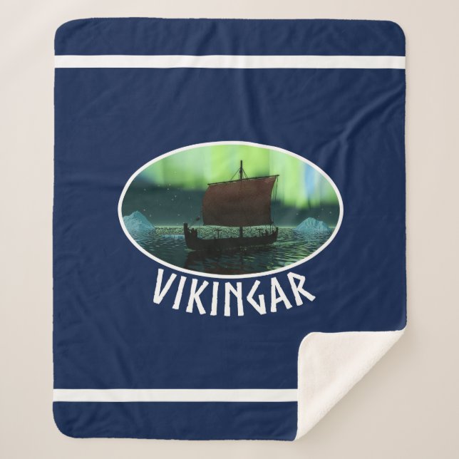 Couverture Sherpa Bateau Viking Sous Lumière Du Nord (Devant)