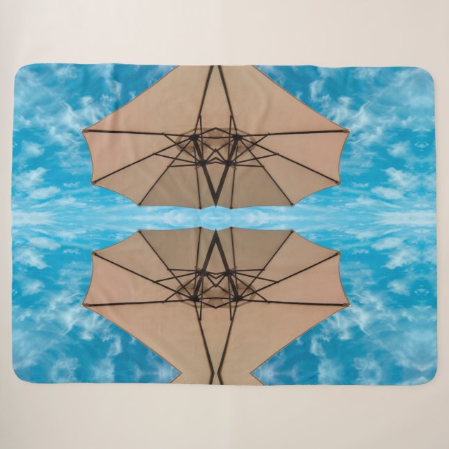 Couverture Sherpa Beach party blues soleil océan parapluie pop coule (Devant (Horizontal))