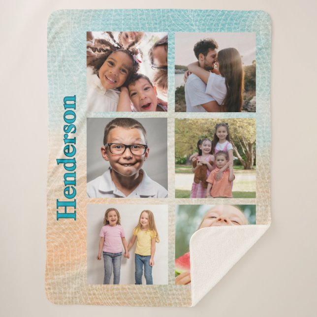 Couverture Sherpa Beachy Vibes Custom Photo and Family Name (Devant)