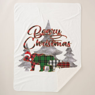 Couverture Sherpa Beary Christmas Sherpa Blanket