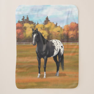 Couverture Sherpa Beau Appaloosa Noir Quarter Horse Stallion