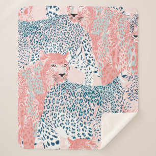 Couverture Sherpa Beau art Leopard sans couture motif, abstrait un