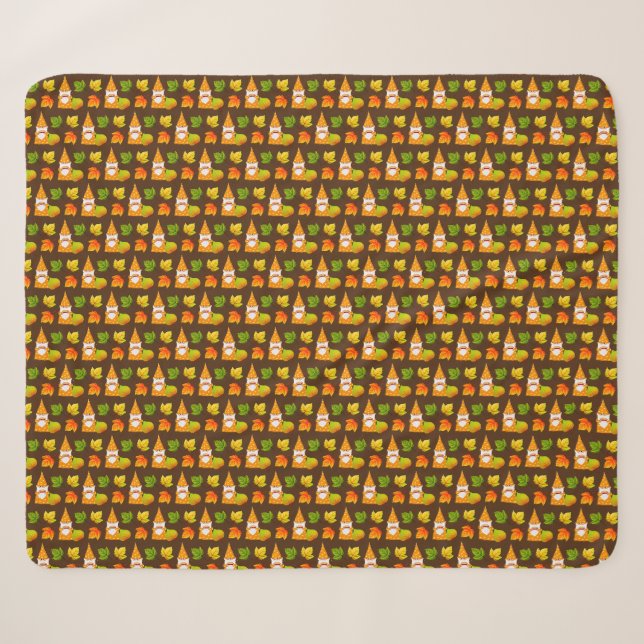 Couverture Sherpa Beau gnome et belles feuilles d'automne (Devant (Horizontal))