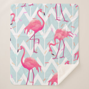 Couverture Sherpa Beau motif tropical transparent avec flamme rose
