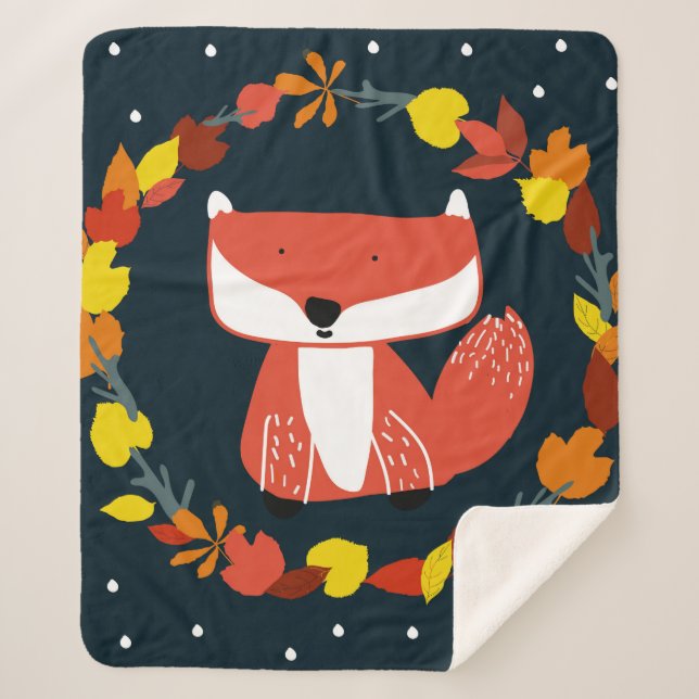 Couverture Sherpa Beau renard en hiver motif de forêt (Devant)