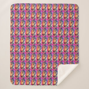 Couverture Sherpa Beauté de sirène aux cheveux foncés