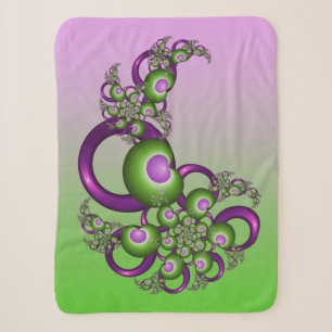 Couverture Sherpa Beaux cœurs roses verts modernes abstraits fractal