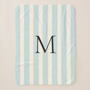 Couverture Sherpa Bébé Bleu & Antique Blancs Monogramme