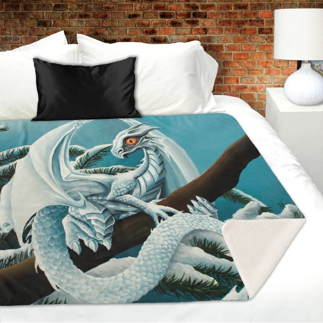 Couverture Sherpa Bébé Dragon d'hiver blanc (Créateur téléchargé)