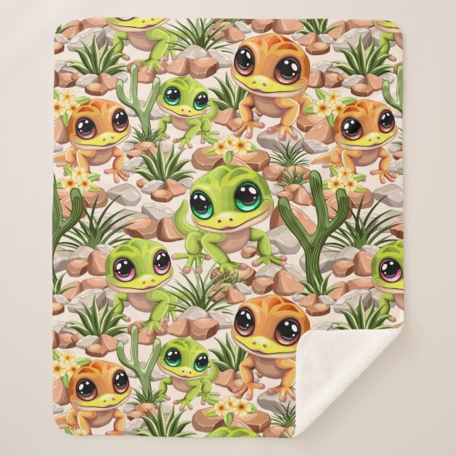 Couverture Sherpa Bébé Geckos jote personnages de dessin (Devant)