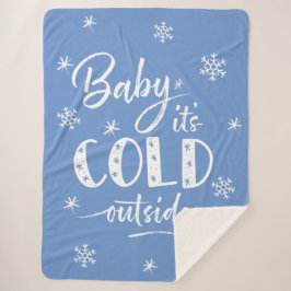 Couverture Sherpa Bébé Il fait froid dehors Bleu
