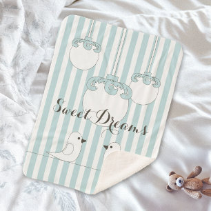 Couverture Sherpa Bébé personnalisé Bleu bande mignonne Oiseaux Enfa
