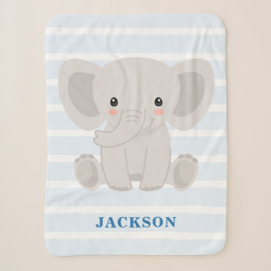 Couverture Sherpa Bébé personnalisé par éléphant mignon