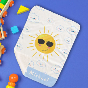 Couverture Sherpa Bébé soleil et nuage personnalisé mignon
