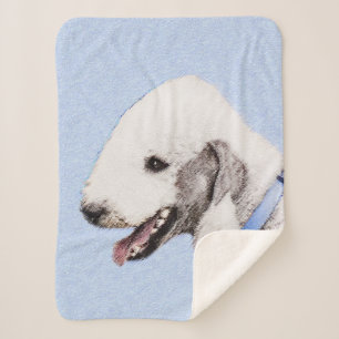 Couverture Sherpa Bedlington Terrier Peinture - Art Chien original