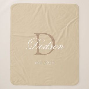 Couverture Sherpa Beige moderne nouvellement marié Année établie Mon