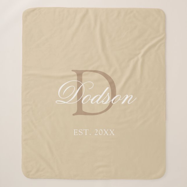 Couverture Sherpa Beige moderne nouvellement marié Année établie Mon (Devant)