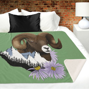 Couverture Sherpa Bélier majestueux de gros bélier brun Moutons des