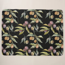Belle aquarelle italienne Oliviers Motif noir