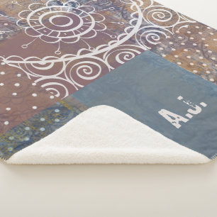 Couverture Sherpa Belle artsy industriel bleu brun faux cuivre