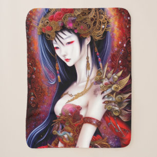 Couverture Sherpa Belle Japonaise fille Imaginaire gothique Triptyqu
